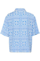 Saint Tropez Kaisa Printed Short Sleeve Shirt - Campanula Paisley Squares
