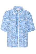 Saint Tropez Kaisa Printed Short Sleeve Shirt - Campanula Paisley Squares