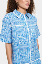 Saint Tropez Kaisa Printed Short Sleeve Shirt - Campanula Paisley Squares