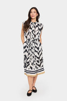 Saint Tropez Kelsie Printed Skirt - Black Monochrome Strokes