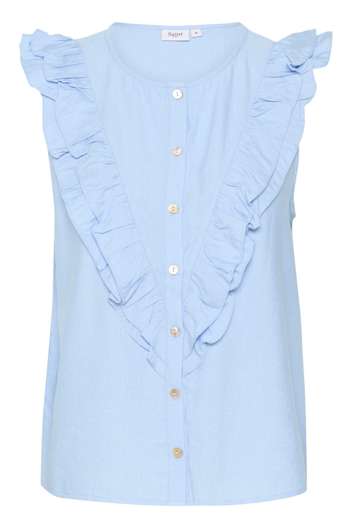 Saint Tropez Klaudia Ruffle Detail Sleeveless Top - Chambray Blue