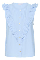 Saint Tropez Klaudia Ruffle Detail Sleeveless Top - Chambray Blue