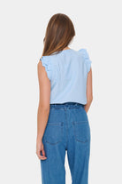 Saint Tropez Klaudia Ruffle Detail Sleeveless Top - Chambray Blue