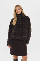 Saint Tropez Leonie Faux Fur Jacket - Chocolate Brown