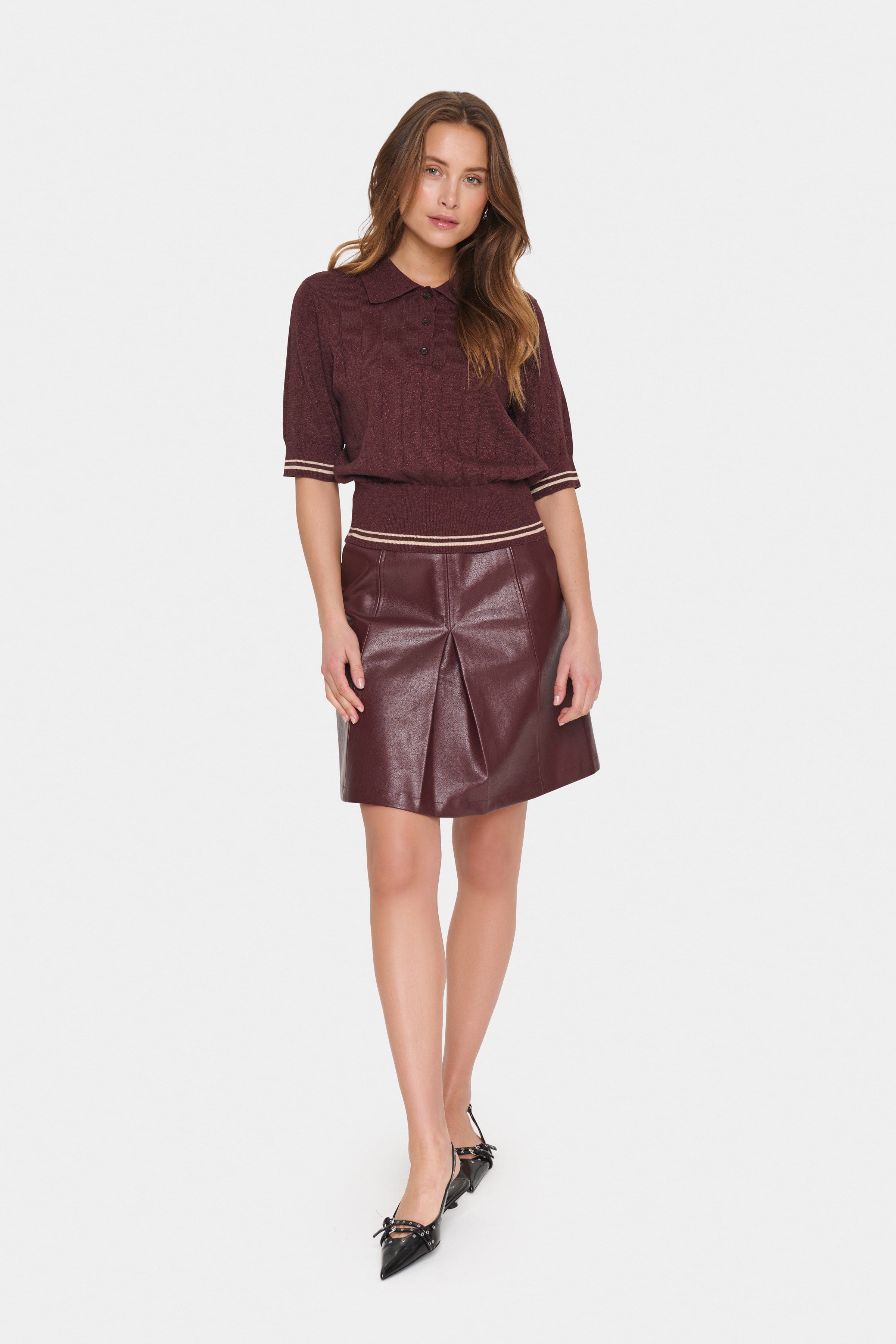 Saint Tropez Leslie Knitted Polo - Decadent Chocolate