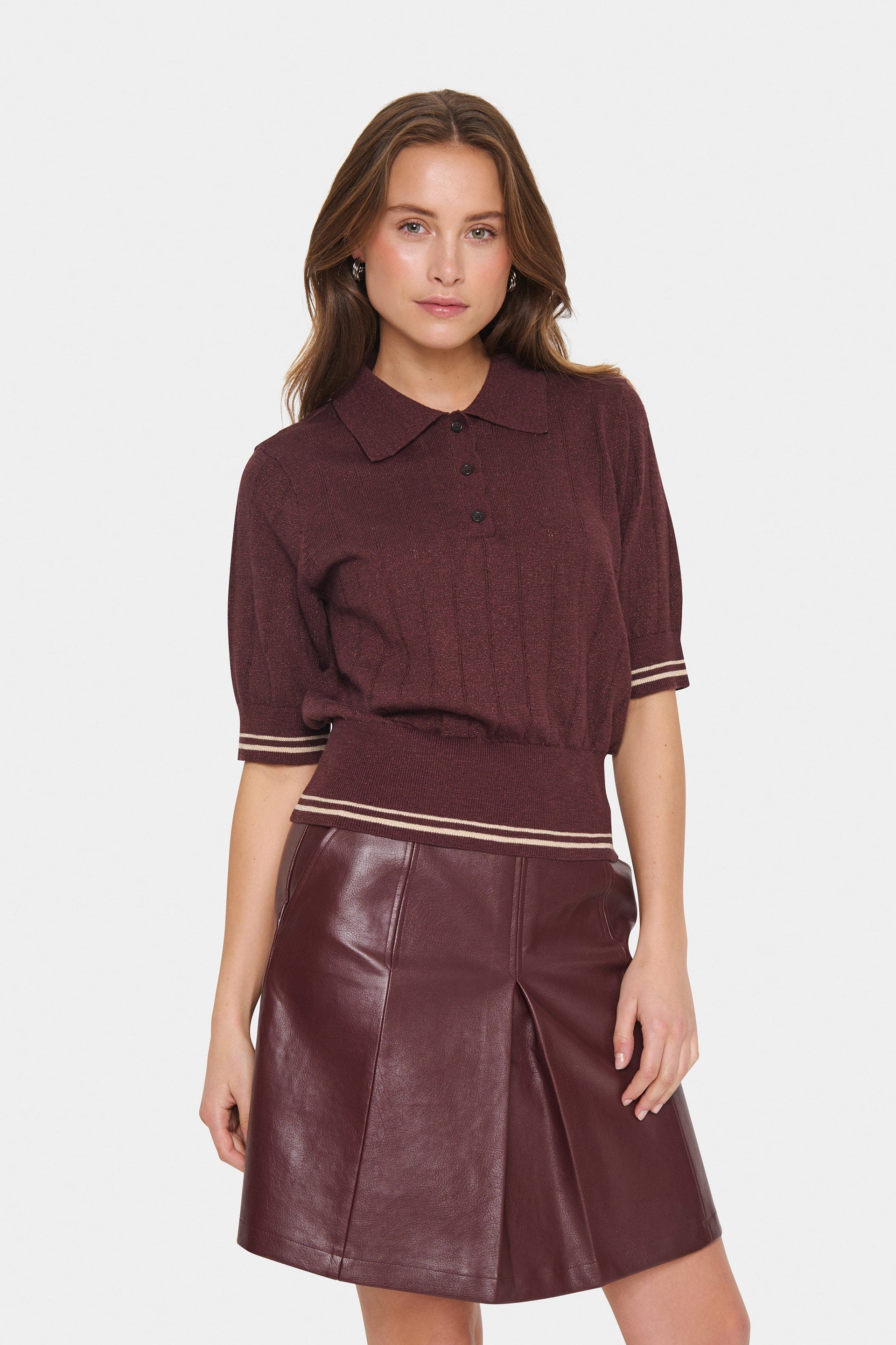 Saint Tropez Leslie Knitted Polo - Decadent Chocolate