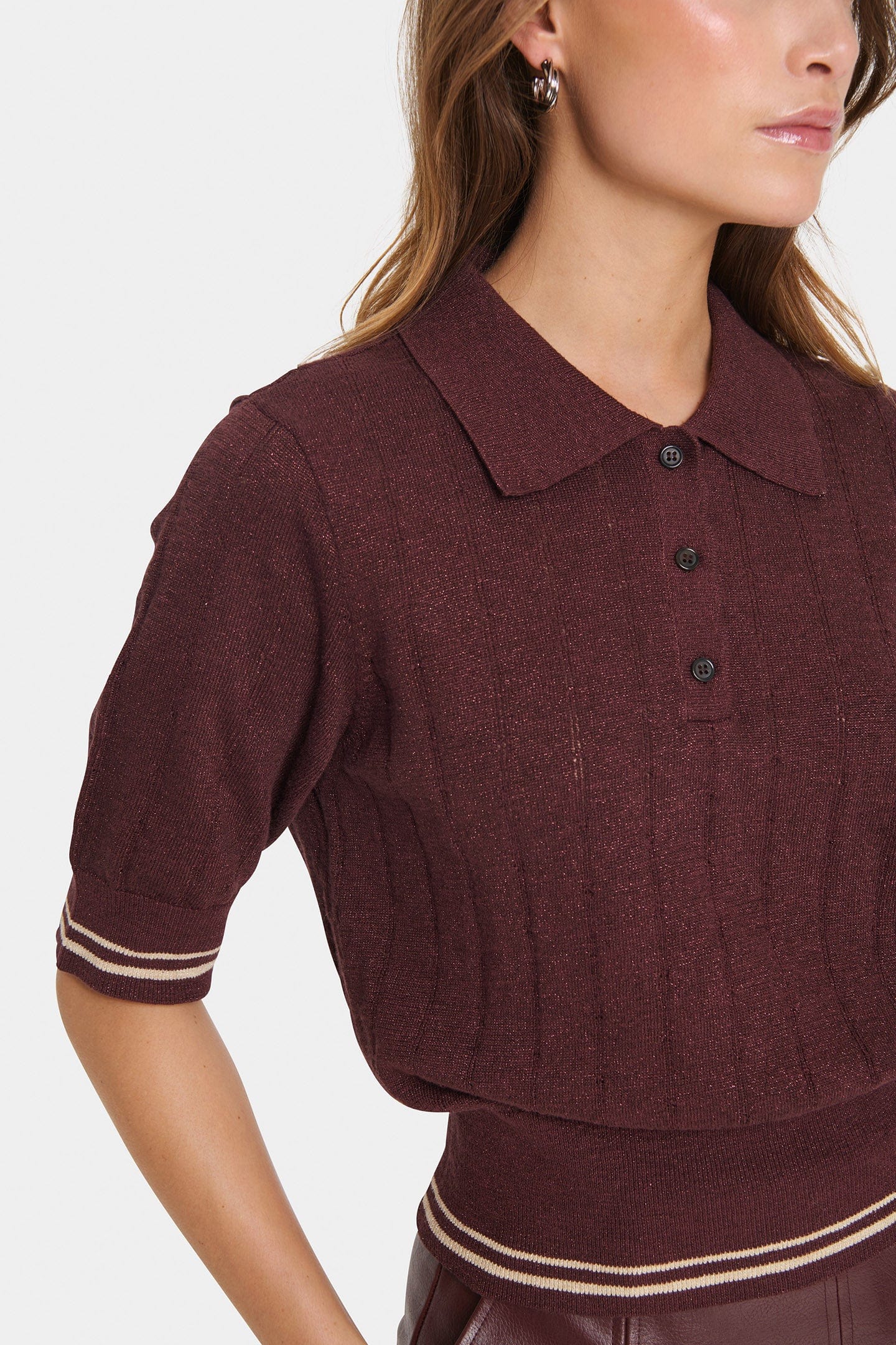 Saint Tropez Leslie Knitted Polo - Decadent Chocolate