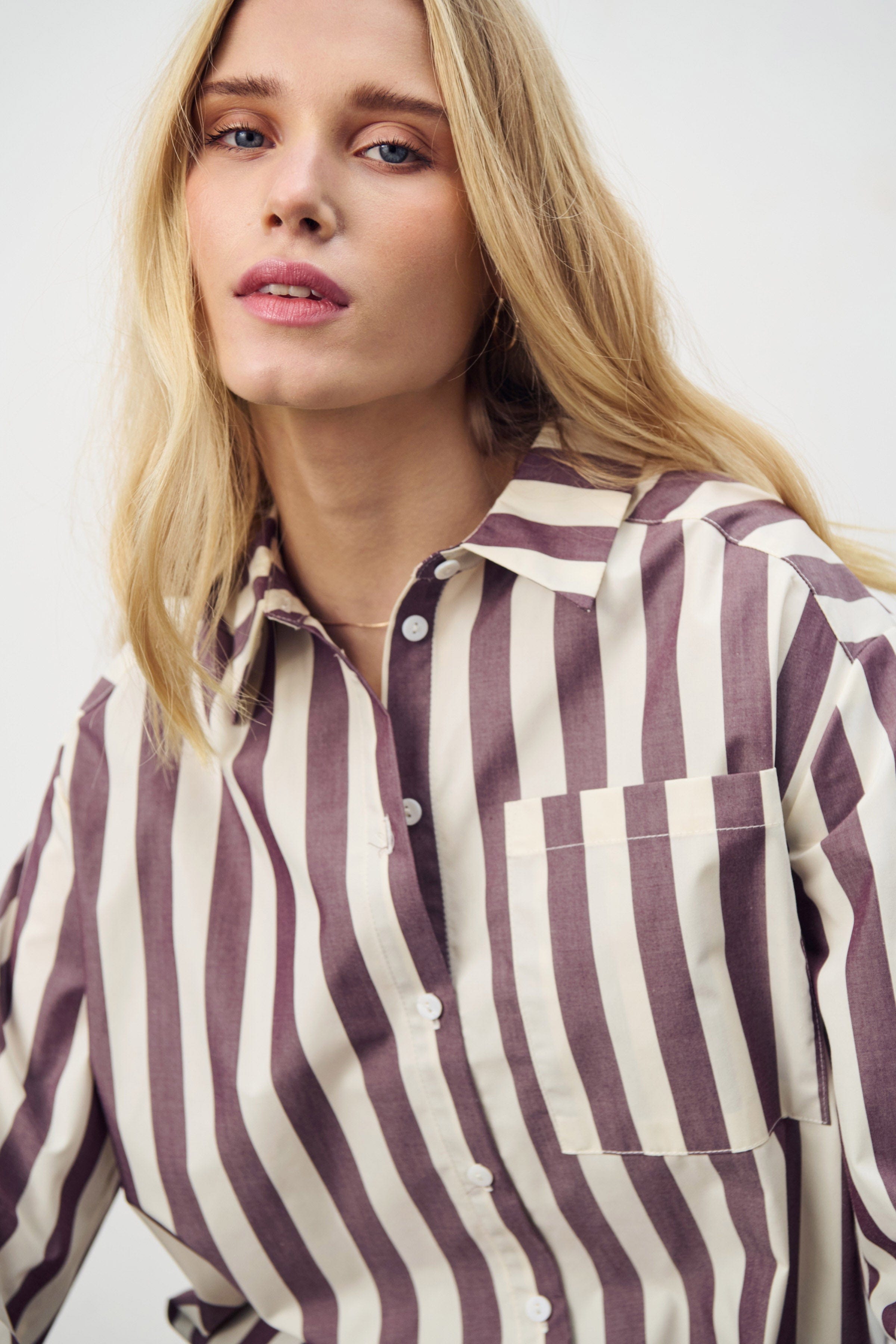 Saint Tropez Lieke Stripe Shirt - Decadent Chocolate Ice Stripe