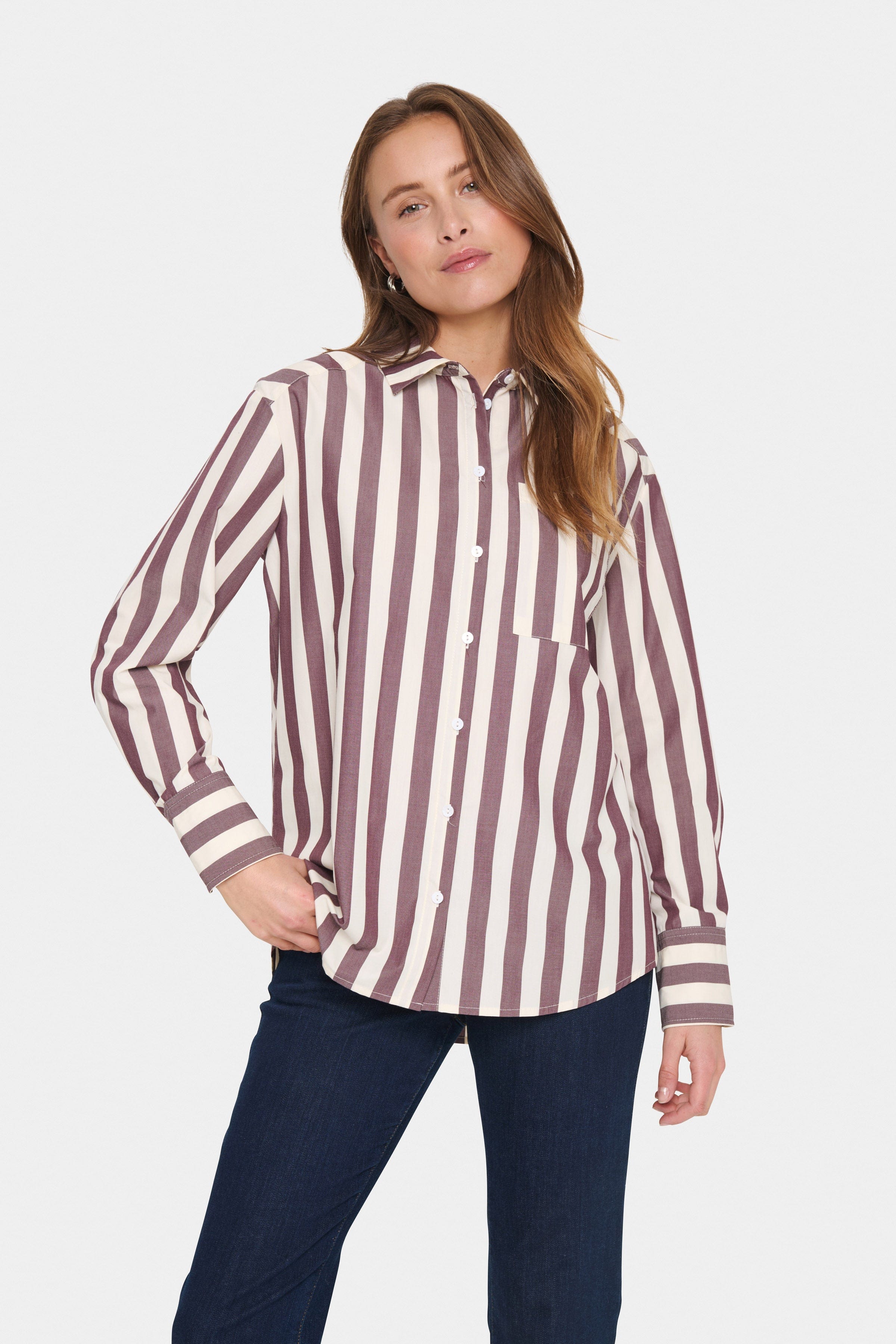 Saint Tropez Lieke Stripe Shirt - Decadent Chocolate Ice Stripe