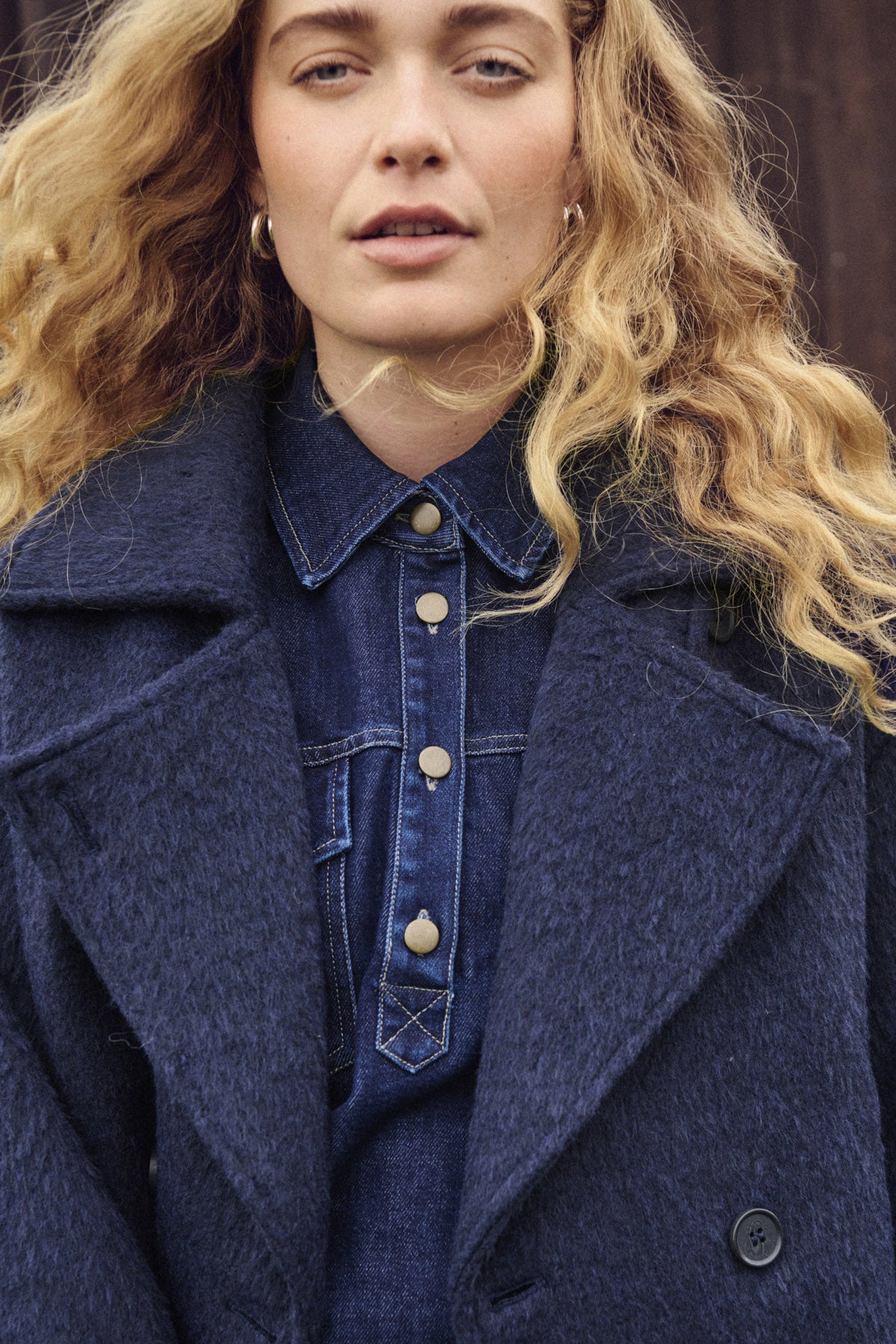 Saint Tropez Lira Wool Blend Short Coat - Night Sky