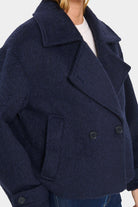 Saint Tropez Lira Wool Blend Short Coat - Night Sky
