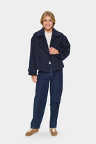 Saint Tropez Lira Wool Blend Short Coat - Night Sky