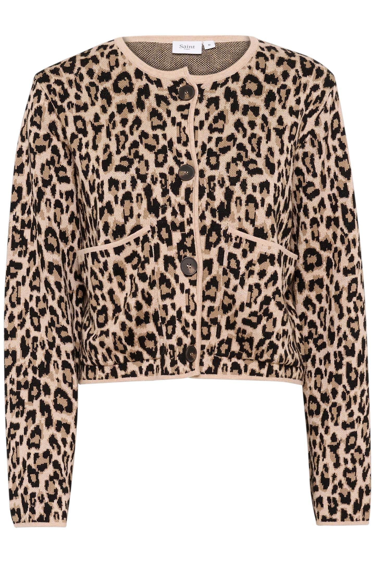 Saint Tropez Lydia Cardigan - Black Leopard Jacquard