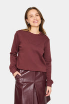 Saint Tropez Lyona Slogan Sweatshirt - Decadent Chocolate