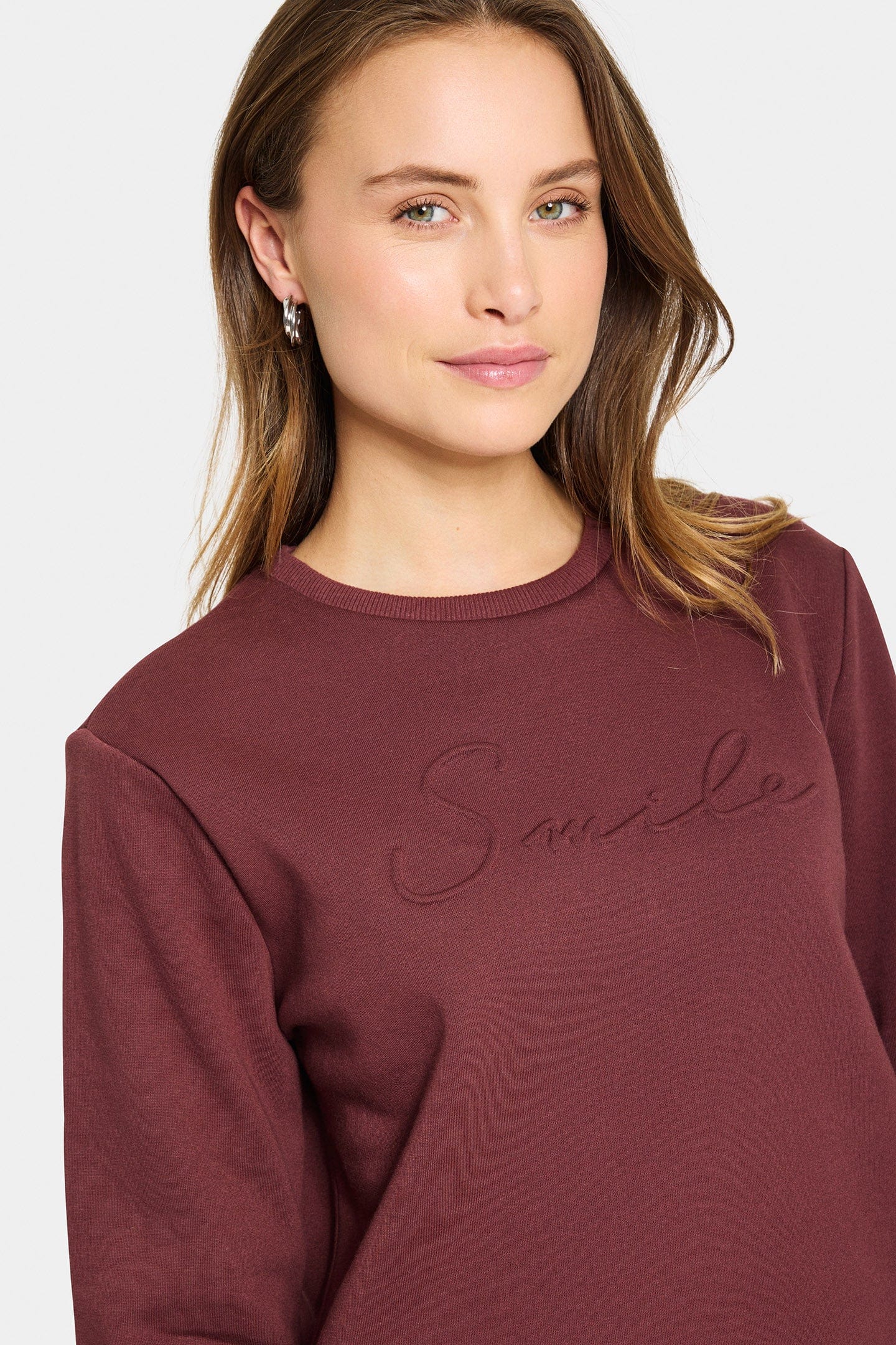 Saint Tropez Lyona Slogan Sweatshirt - Decadent Chocolate