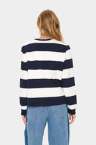 Saint Tropez Majsa Stripe Sweatshirt - Nightsky Ice Block Stripe