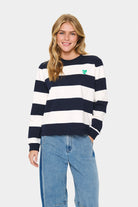 Saint Tropez Majsa Stripe Sweatshirt - Nightsky Ice Block Stripe