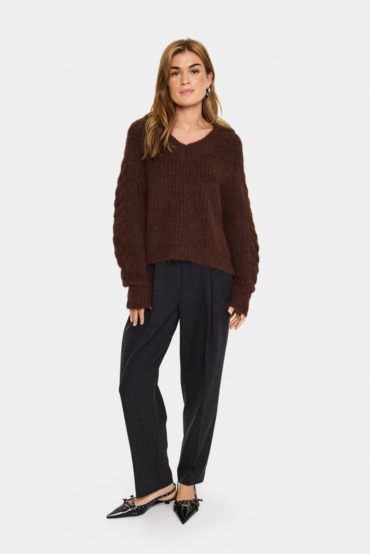 Saint Tropez Manda Cable Detail Jumper - Fondue Fudge Melange
