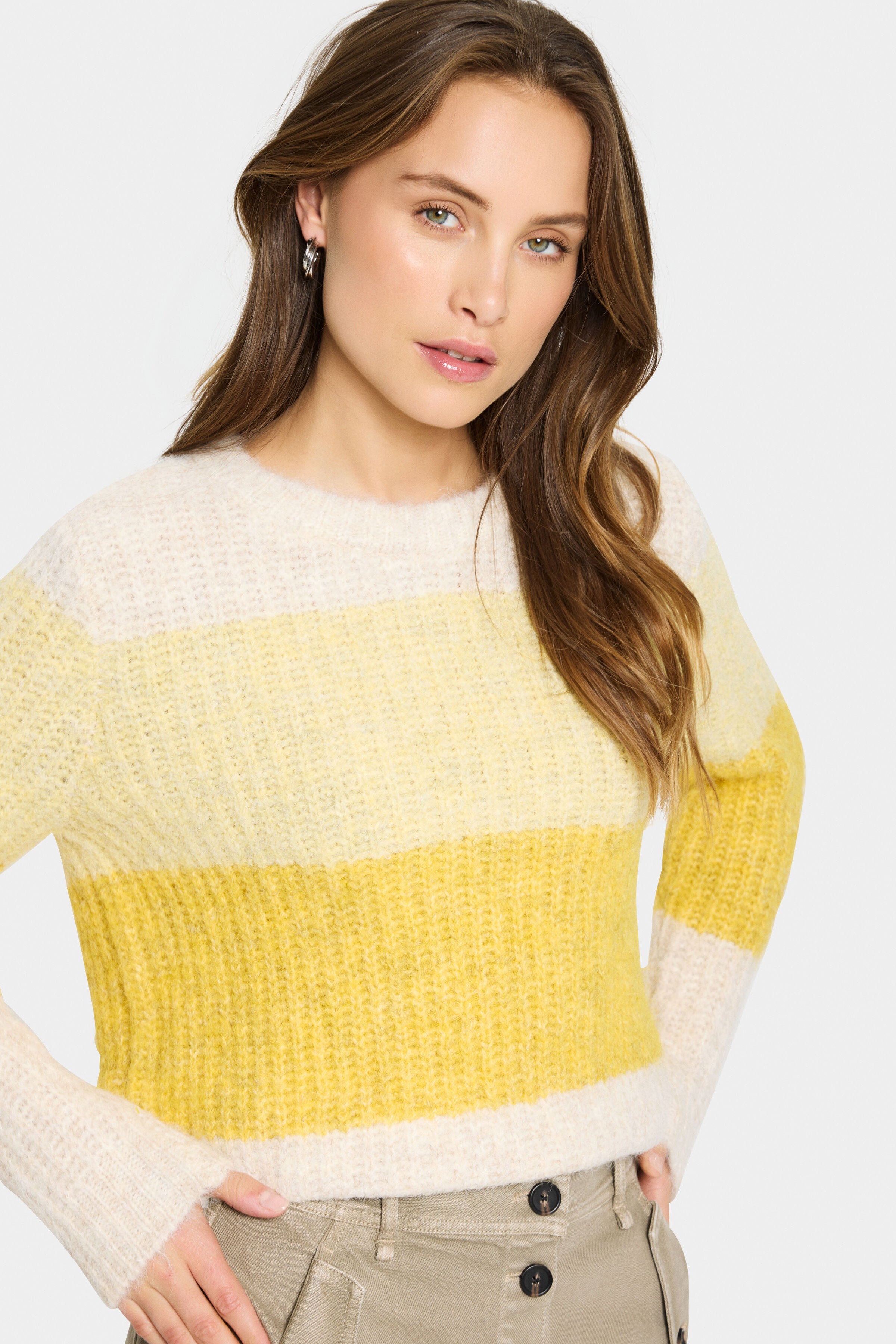 Saint Tropez Mandy Stripe Jumper - Misted Yellow Melange