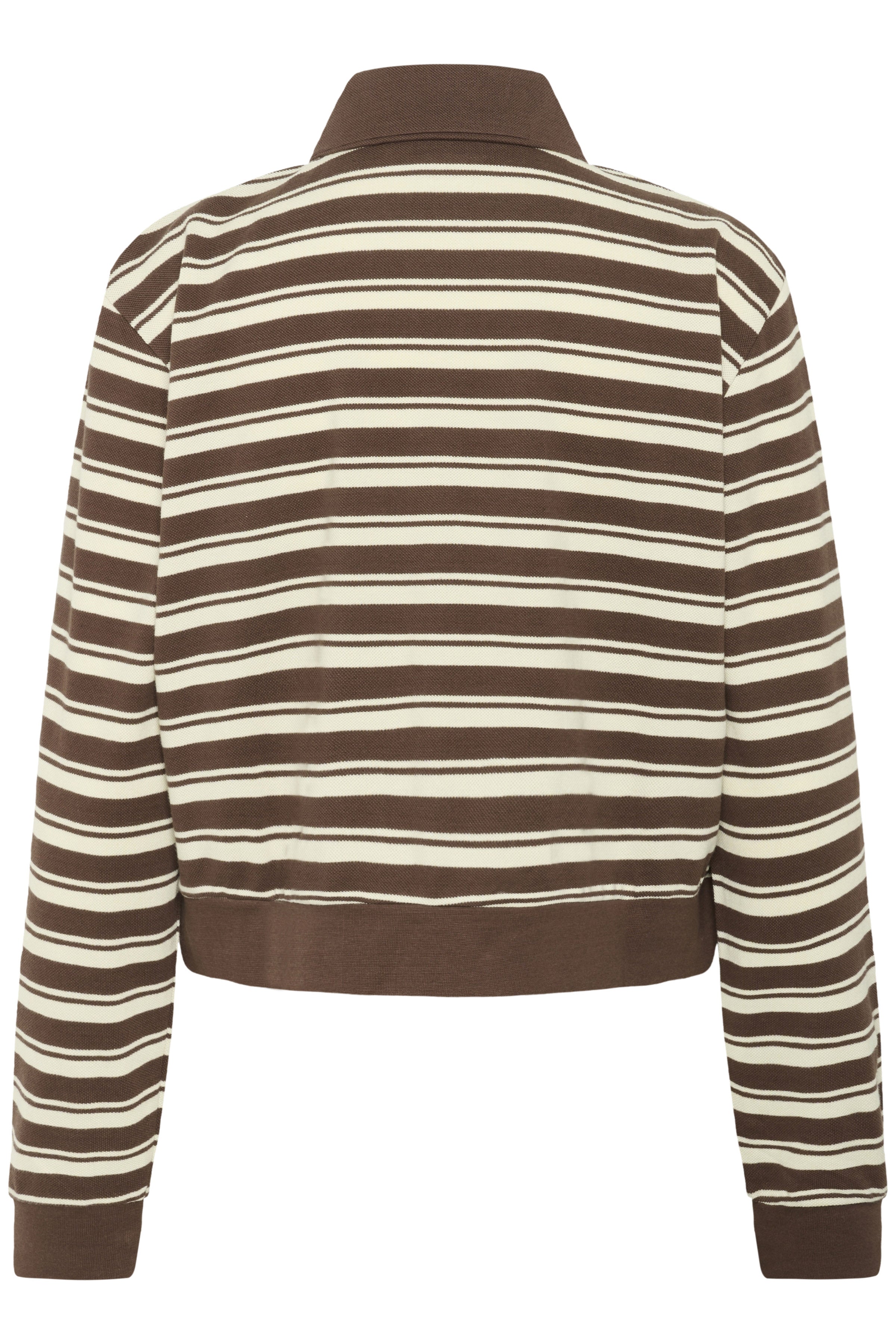 Saint Tropez Marjorie Stripe Long Sleeve Polo - Fondue Fudge Stripe