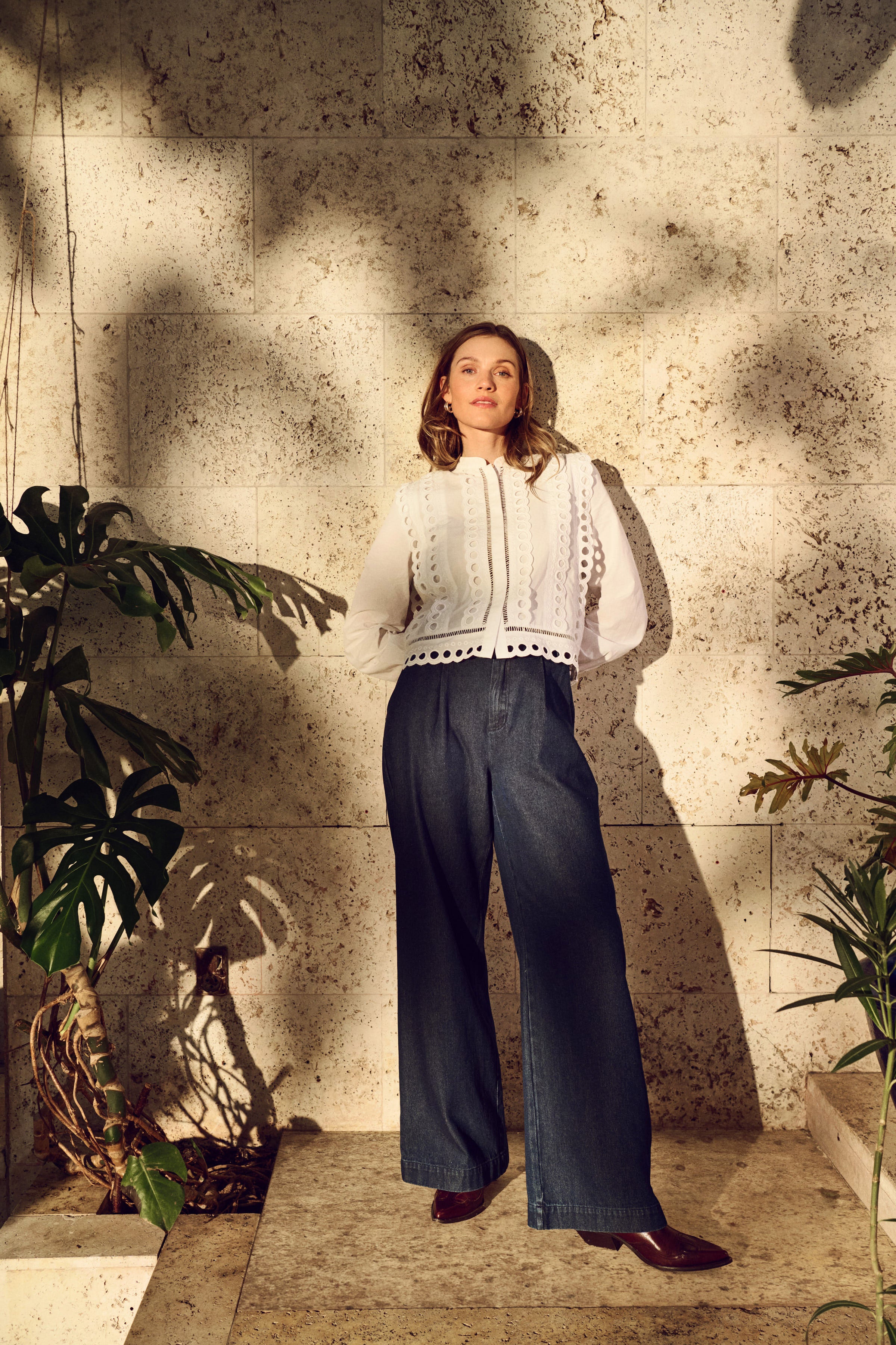 Saint Tropez Marlee Broderie Anglaise Shirt - Bright White