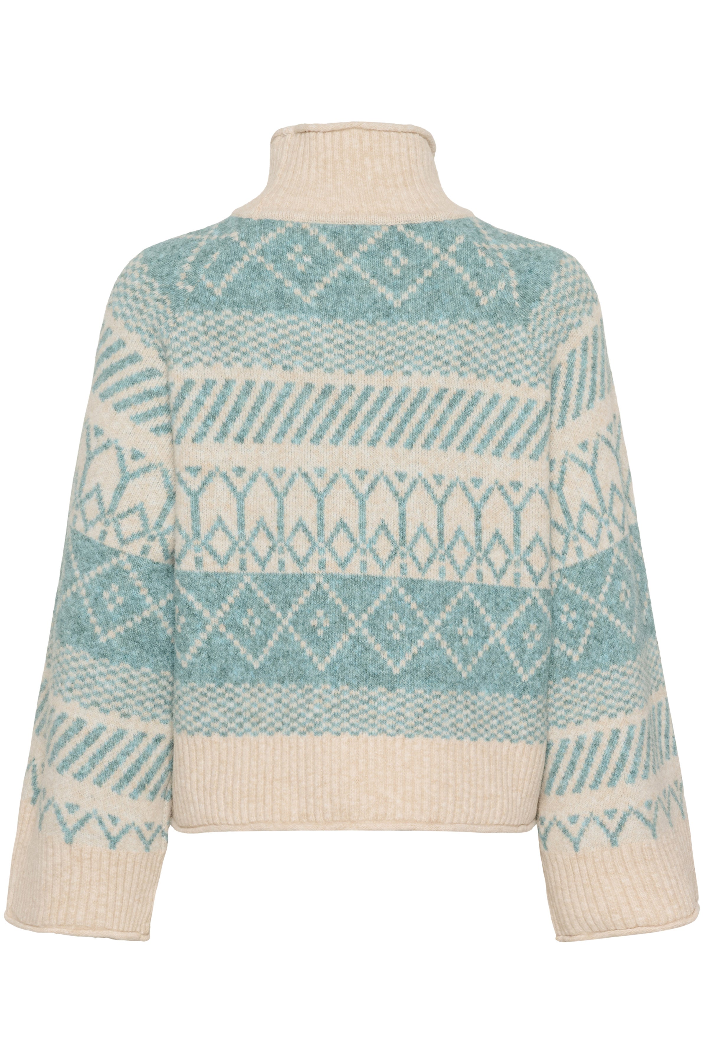 Saint Tropez Micha Rollneck Patterned Jumper - Aqua Haze Melange