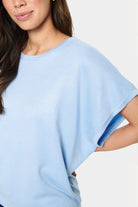 Saint Tropez Mila Round Neck Short Sleeve Jumper - Chambray Blue