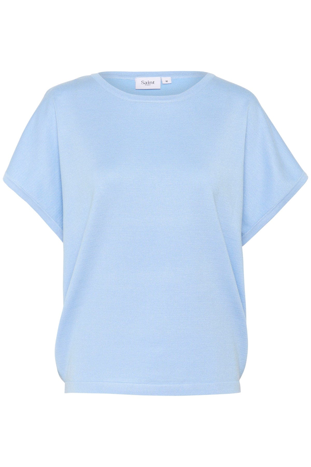 Saint Tropez Mila Round Neck Short Sleeve Jumper - Chambray Blue