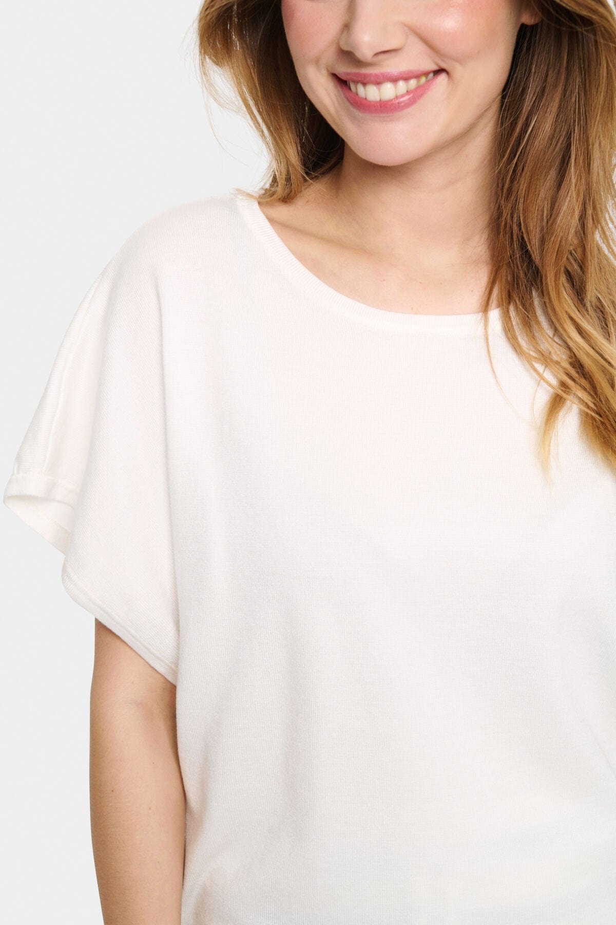 Saint Tropez Mila Round Neck Short Sleeve Jumper - Ice