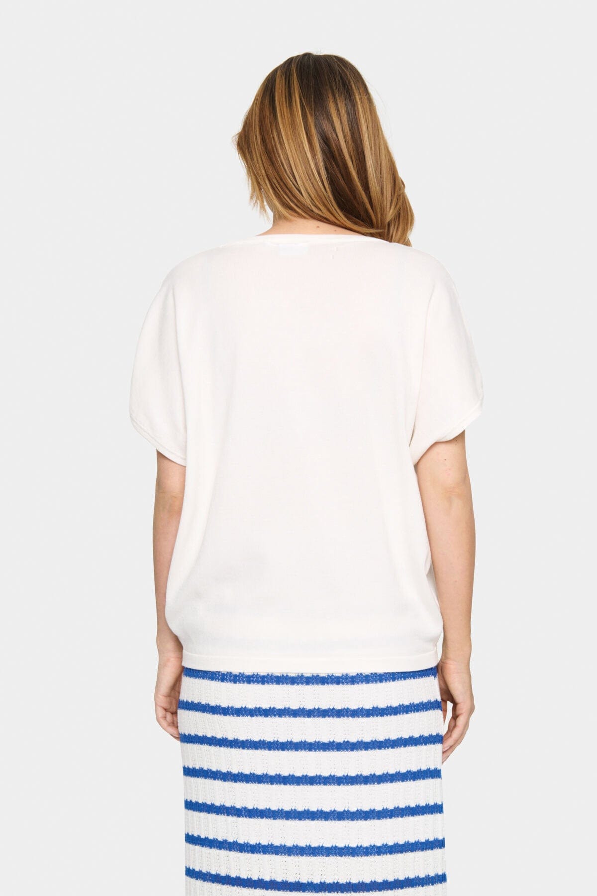 Saint Tropez Mila Round Neck Short Sleeve Jumper - Ice