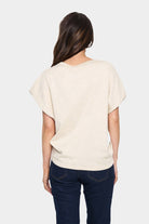 Saint Tropez Mila Round Neck Short Sleeve Jumper - Jojoba Melange