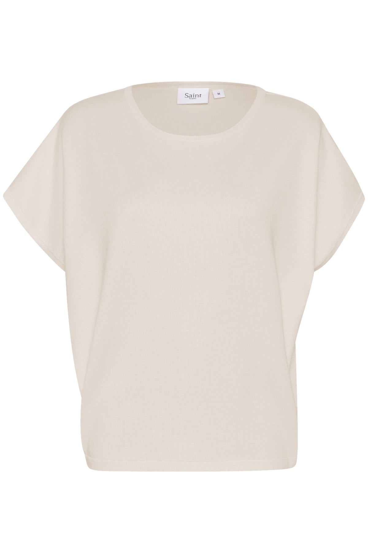 Saint Tropez Mila Round Neck Short Sleeve Jumper - Jojoba Melange