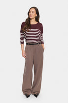 Saint Tropez Mila Stripe Pullover - Decadent Chocolate Fog