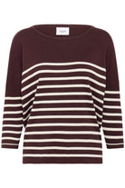 Saint Tropez Mila Stripe Pullover - Decadent Chocolate Fog