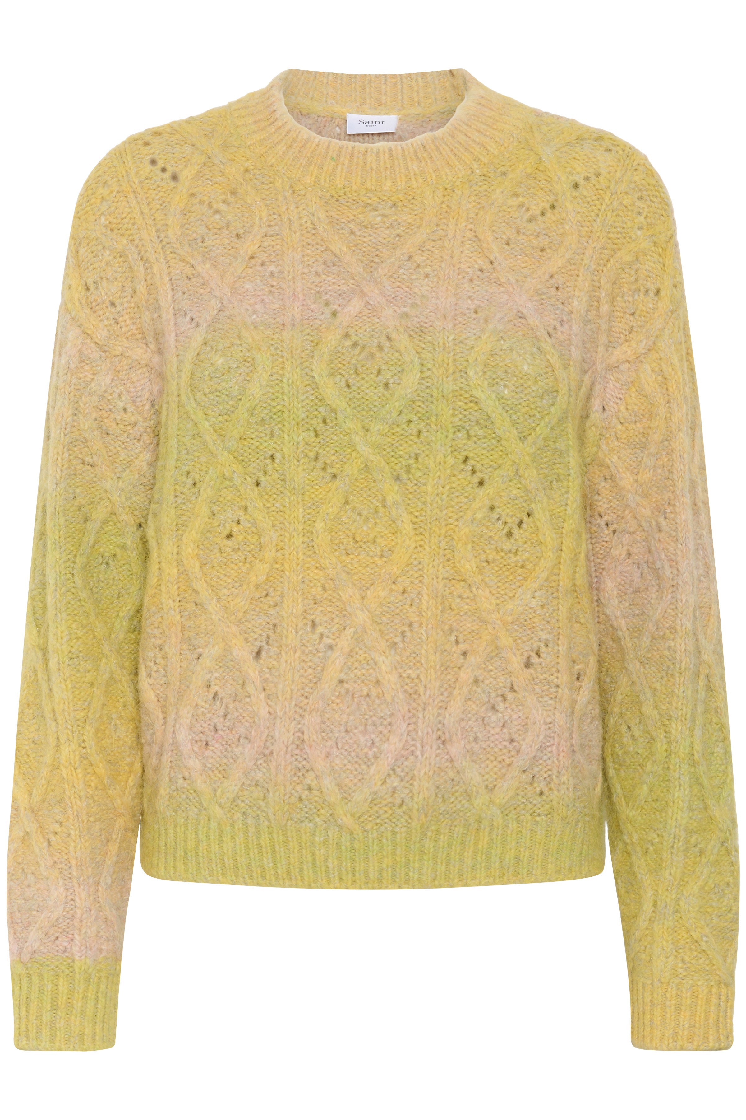 Saint Tropez Morgan Diamond Knit Jumper - Misted Yellow Melange