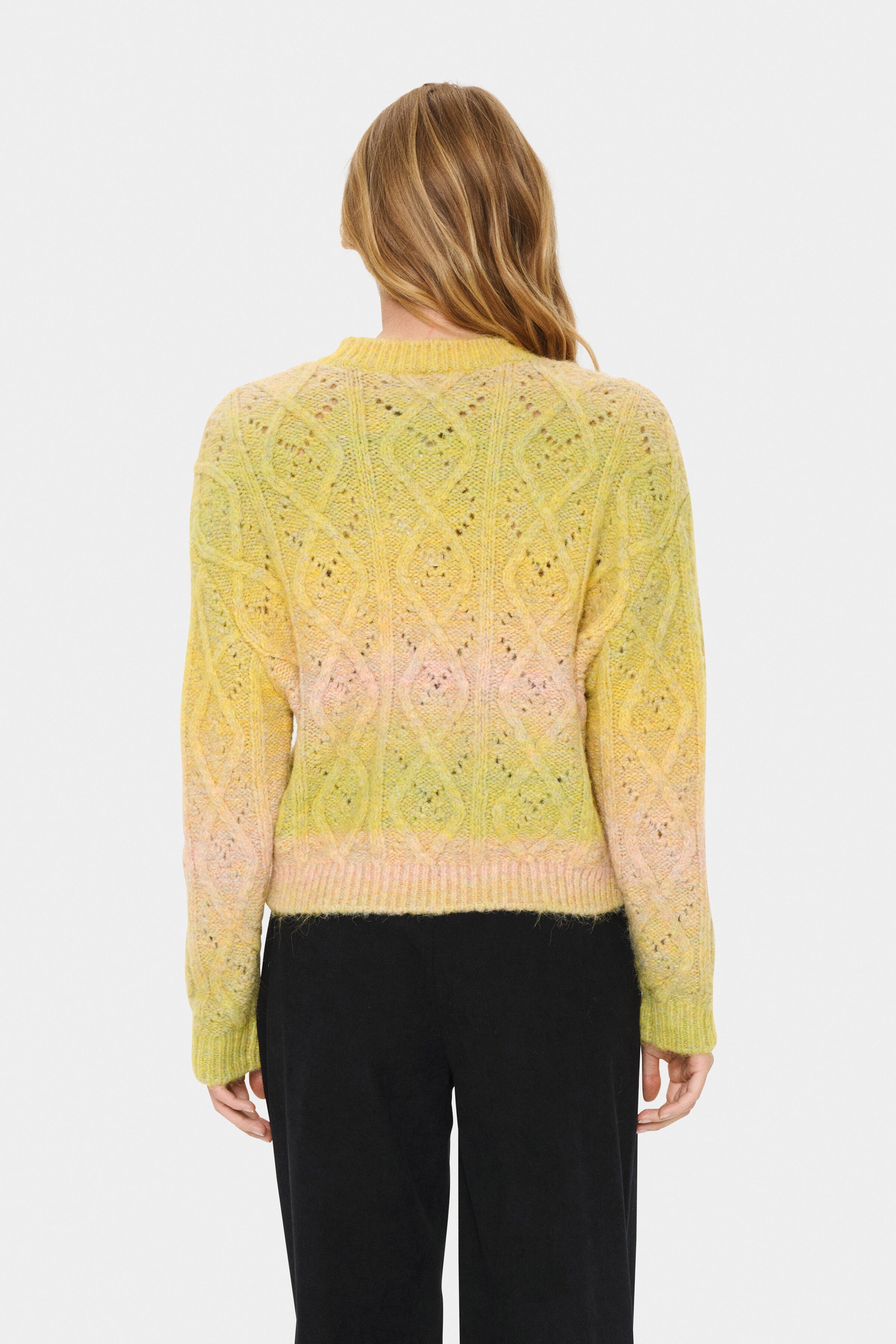 Saint Tropez Morgan Diamond Knit Jumper - Misted Yellow Melange