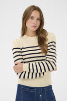 Saint Tropez Olena Striped Knit Jumper - Seedpearl