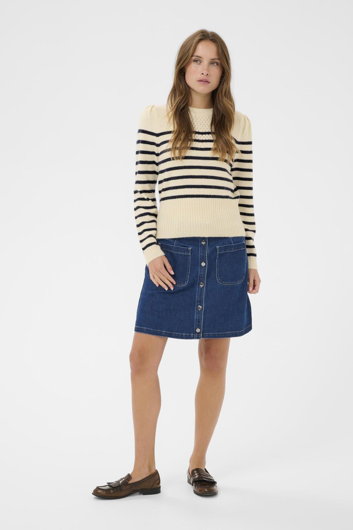 Saint Tropez Olena Striped Knit Jumper - Seedpearl