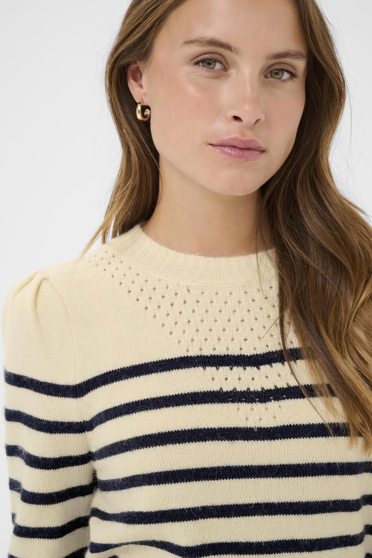 Saint Tropez Olena Striped Knit Jumper - Seedpearl