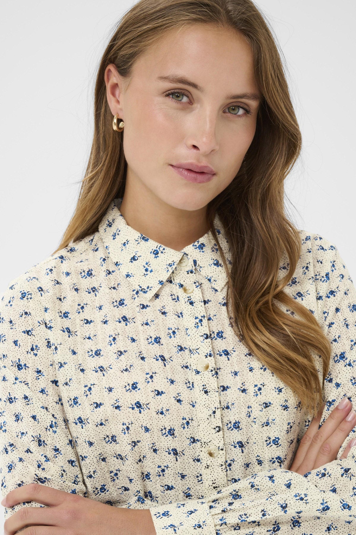 Saint Tropez Omelia Floral Shirt - Turtledove Mini Floral