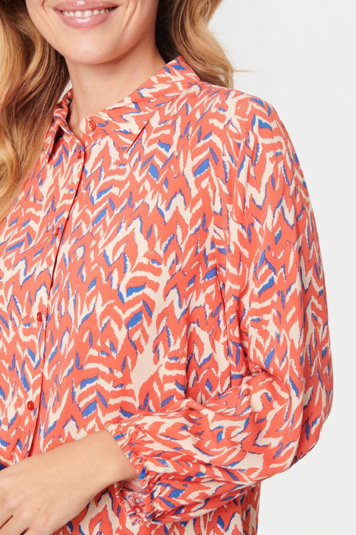 Saint Tropez Palavi Printed Shirt - Sea Coral Soft Leaves