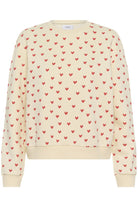 Saint Tropez Pamma Printed Sweatshirt - Off White Red Sketched Hearts