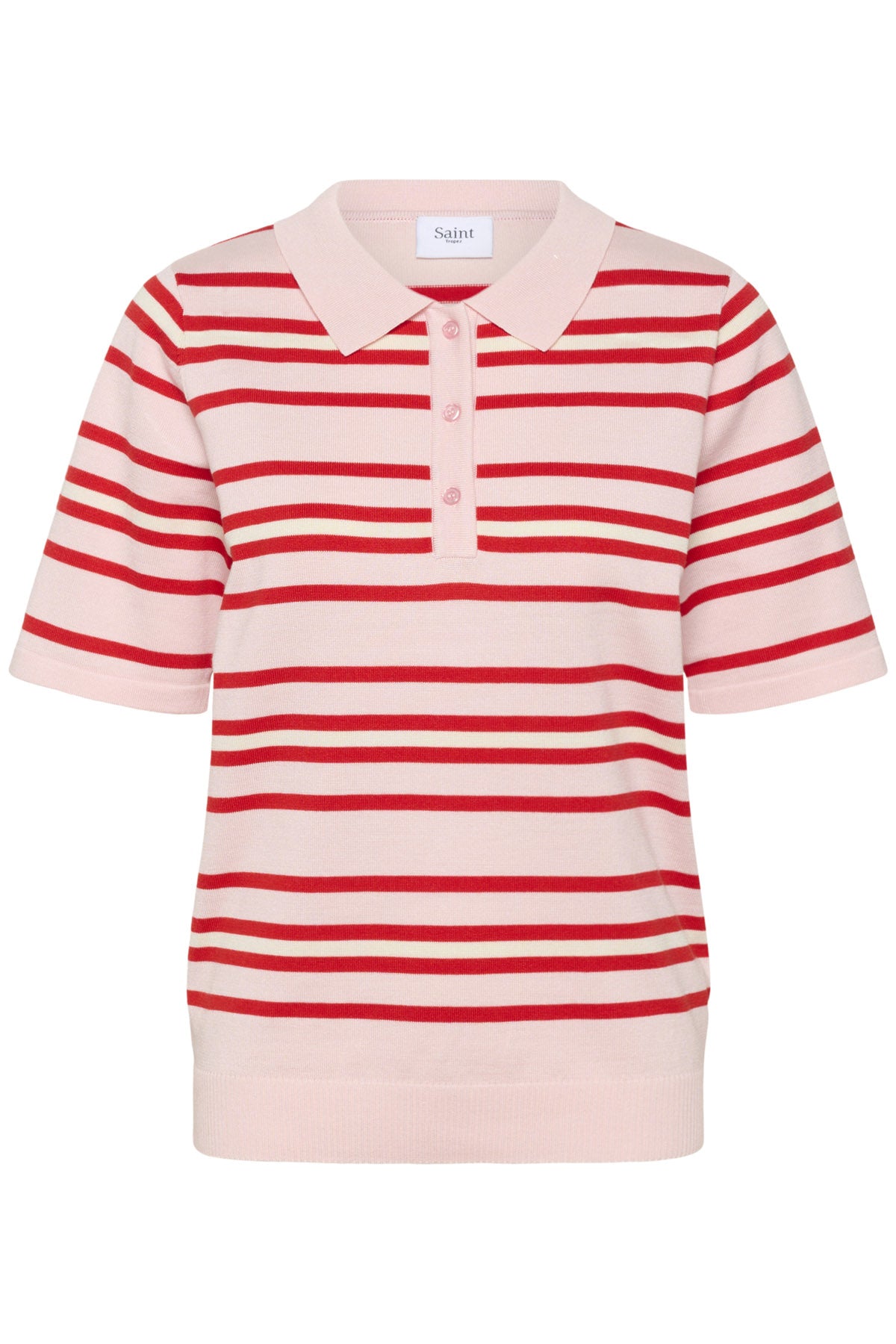 Saint Tropez Pila Short Sleeve Polo - Chalk Pink Red Multi Stripe