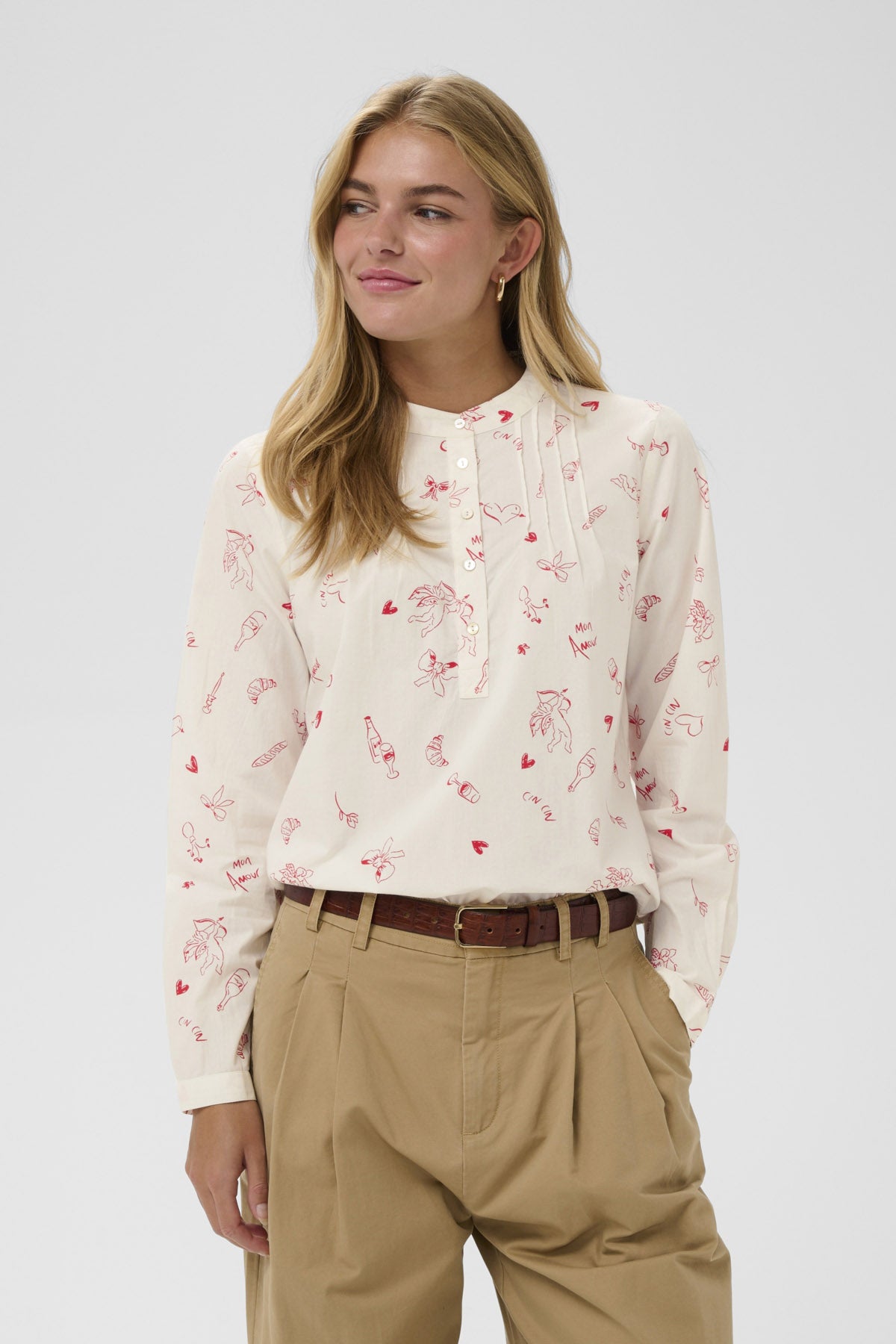 Saint Tropez Ponyo Cupid Printed Shirt - Ice Red Mon Amour