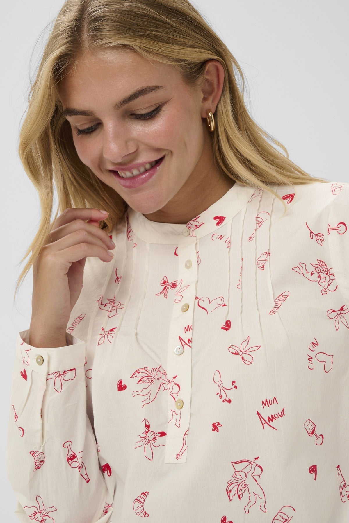 Saint Tropez Ponyo Cupid Printed Shirt - Ice Red Mon Amour