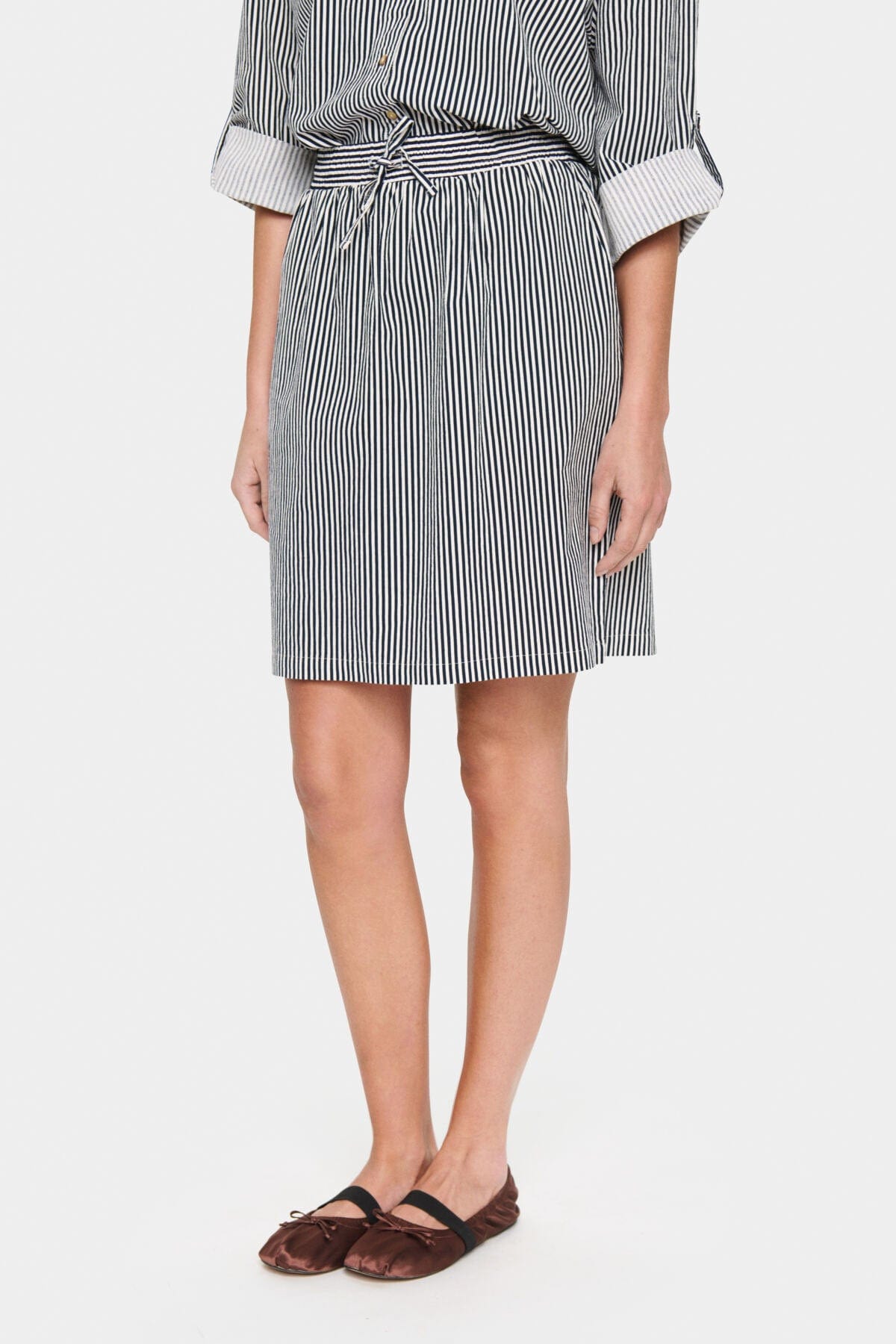 Saint Tropez Zalinda Cotton Stripe Skirt - Ice Nightsky Stripe