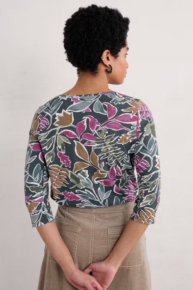 Seasalt Appletree 3/4 Sleeve Top -  Inked Foliage Onyx