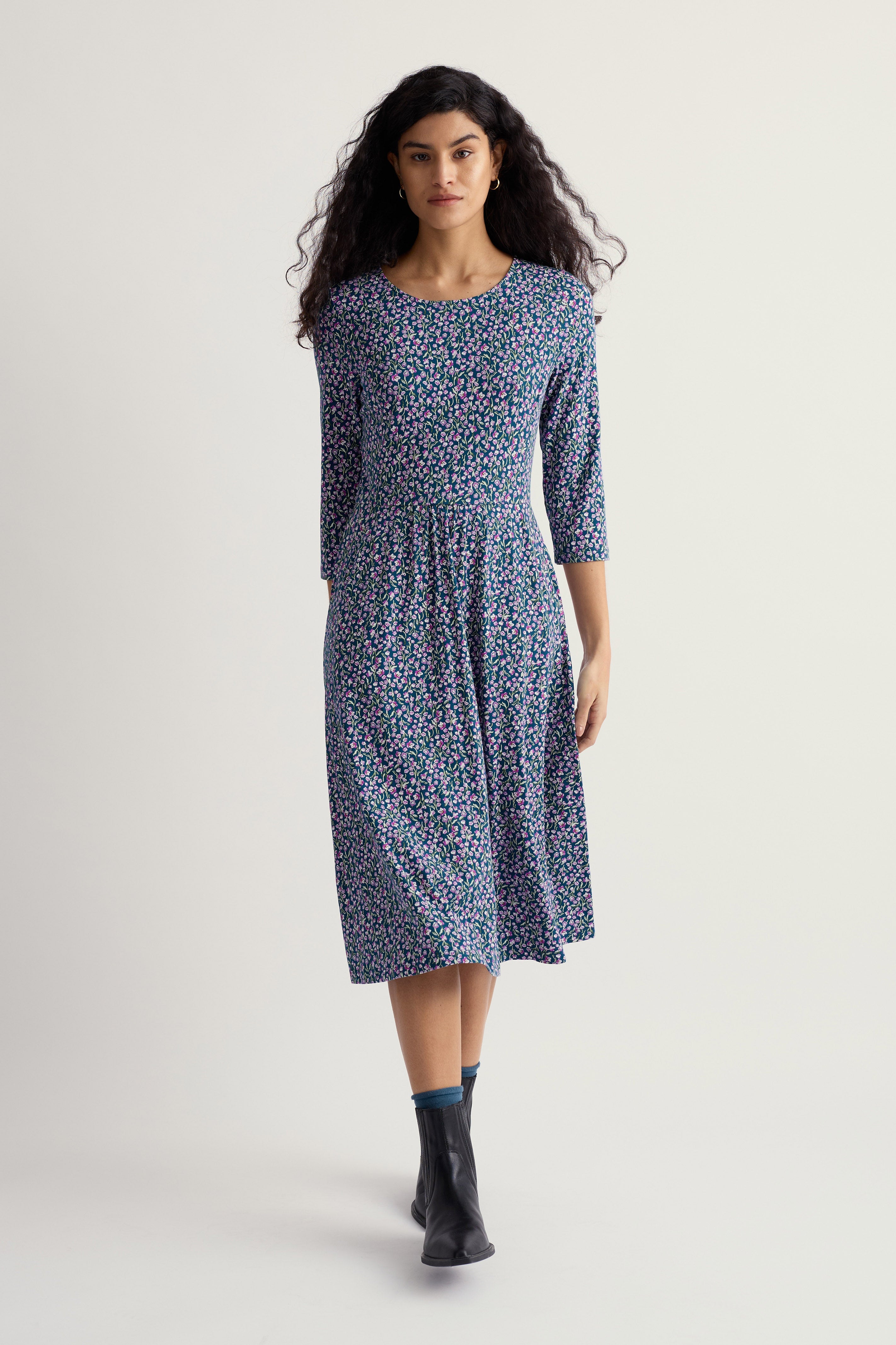 Seasalt April Dress - Flax Flower Bright Orchid