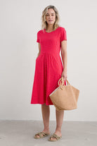Seasalt April Short Sleeve Dress - Rustic Spot Raspberry