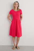 Seasalt April Short Sleeve Dress - Rustic Spot Raspberry